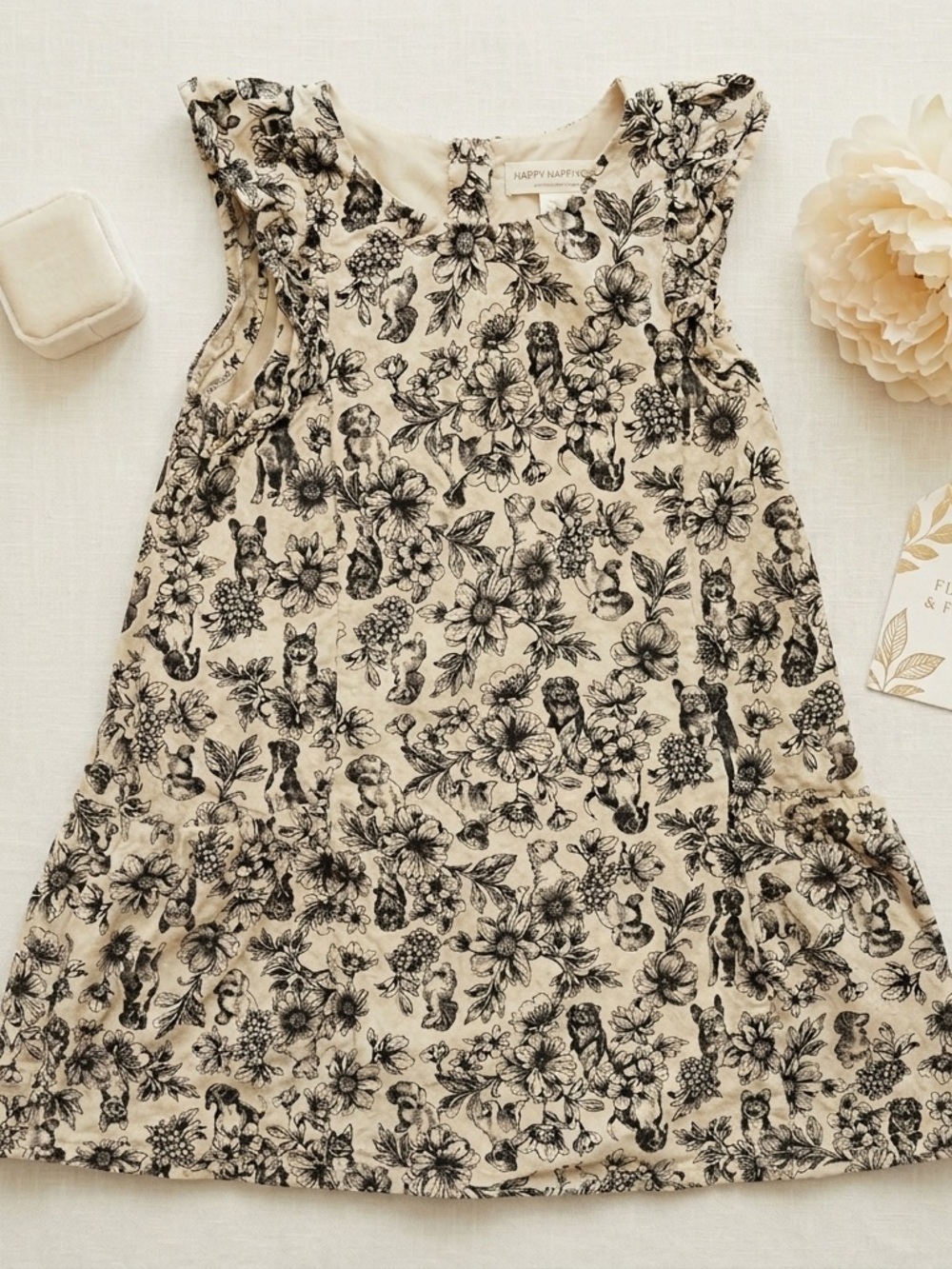 Happily Grey Girl’s Size 8 Dog Print Girls Dress Animal Floral With pockets